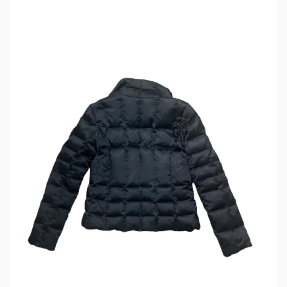 Express Black Puffer Jacket with High Collar pockets button &‎ zipper closure
